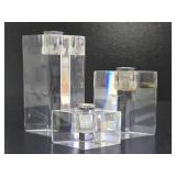 3 Vintage Mid Century Lucite Candle Stands