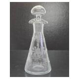 Lovely Etched Antique Crystal Oil & Vinegar Bottle w/Stopper