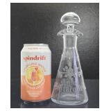 Lovely Etched Antique Crystal Oil & Vinegar Bottle w/Stopper