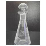 Lovely Etched Antique Crystal Oil & Vinegar Bottle w/Stopper