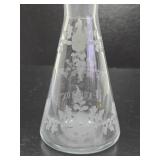 Lovely Etched Antique Crystal Oil & Vinegar Bottle w/Stopper