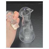 Lovely Etched Antique Crystal Oil & Vinegar Bottle w/Stopper