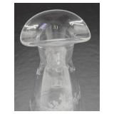 Lovely Etched Antique Crystal Oil & Vinegar Bottle w/Stopper
