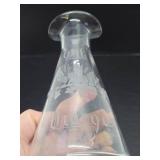 Lovely Etched Antique Crystal Oil & Vinegar Bottle w/Stopper