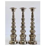 Very Nice Mid Century Brass Candle Stand Set of 3 - 15"