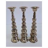 Very Nice Mid Century Brass Candle Stand Set of 3 - 15"