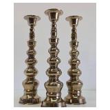 Very Nice Mid Century Brass Candle Stand Set of 3 - 15"