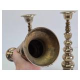 Very Nice Mid Century Brass Candle Stand Set of 3 - 15"