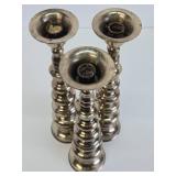 Very Nice Mid Century Brass Candle Stand Set of 3 - 15"