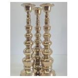 Very Nice Mid Century Brass Candle Stand Set of 3 - 15"