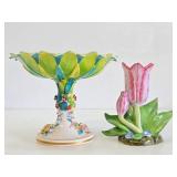 Beautiful Pair of Signed Mottahedeh Porcelain Pieces