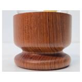 Mid Century Danish Modern Teak Wood & Glass Candle Lamps