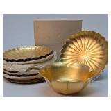 Set of NOS Mid Century Gold Plates etc w/Original Receipt