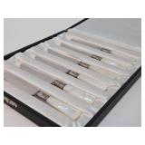 Unused Vintage Mother of Pearl & Sterling Silver Knife Set - Marhill - New York