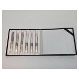 Unused Vintage Mother of Pearl & Sterling Silver Knife Set - Marhill - New York
