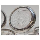 Large Set of Vintage Sterling Silver on Glass Coasters or Ashtrays etc