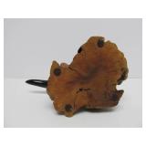 Signed JOHN PERRY Seal Sculpture on Burled Wood Base