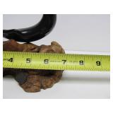 Signed JOHN PERRY Seal Sculpture on Burled Wood Base