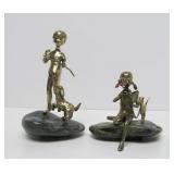Pair of signed Malcolm Moran Bronze Sculptures