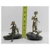 Pair of signed Malcolm Moran Bronze Sculptures