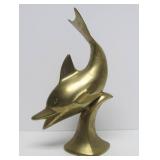 Large Vintage 14" Brass Dolphin Sculpture