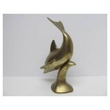 Large Vintage 14" Brass Dolphin Sculpture
