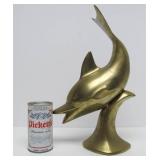 Large Vintage 14" Brass Dolphin Sculpture