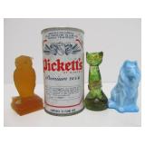3 Vintage Mid Century Glass Animals - Dog Cat & Owl
