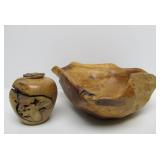 Burled Wood Centerpiece Bowl & Hand Turned Burled Wood Vase