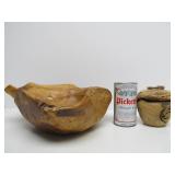 Burled Wood Centerpiece Bowl & Hand Turned Burled Wood Vase