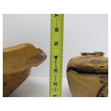 Burled Wood Centerpiece Bowl & Hand Turned Burled Wood Vase