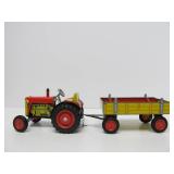 Mint in Box Tin Litho Schylling Tractor & Trailer Windup Toy