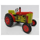 Mint in Box Tin Litho Schylling Tractor & Trailer Windup Toy