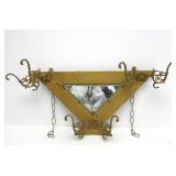 Original Antique Triangular Gilt Metal Hat Rack w/Mirror