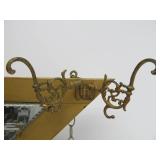 Original Antique Triangular Gilt Metal Hat Rack w/Mirror