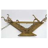 Original Antique Triangular Gilt Metal Hat Rack w/Mirror