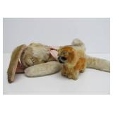 2 Vintage STEIFF Animals w/Tags - Large Rabbit & Dog