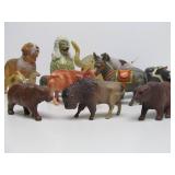 Large Lot of Old Vintage Hard Plastic Animals