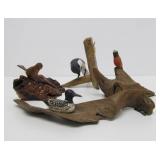 Great Group of Hand Carved & Painted Folk Art Birds