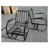 Wonderful Quality Pair of Vintage Mid Century Heavy Wrought Iron Spring Chairs