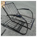 Wonderful Quality Pair of Vintage Mid Century Heavy Wrought Iron Spring Chairs