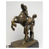Large & Impressive Antique Bronze Horse & Trainer Sculpture by Rudolf Kaesbach (1873-1955)