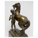 Large & Impressive Antique Bronze Horse & Trainer Sculpture by Rudolf Kaesbach (1873-1955)