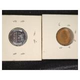 Lot of 5 Lincoln Wheat Pennies including 1943 Steel and 1944 Shell Case Varieties