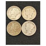 1917, 1926, 1935, 1944 Mercury Dimes