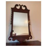 Antique Mahogany 12-Drawer Dresser with Mirror - Brass Pull Handles