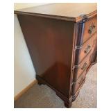 Antique Mahogany 12-Drawer Dresser with Mirror - Brass Pull Handles