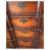 Antique Mahogany 12-Drawer Dresser with Mirror - Brass Pull Handles