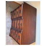 Antique Mahogany 12-Drawer Dresser with Mirror - Brass Pull Handles