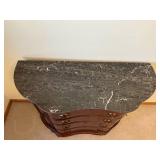 Marble-Top Dresser - 4-Drawer Curved Front, Walnut Finish, Brass Hardware